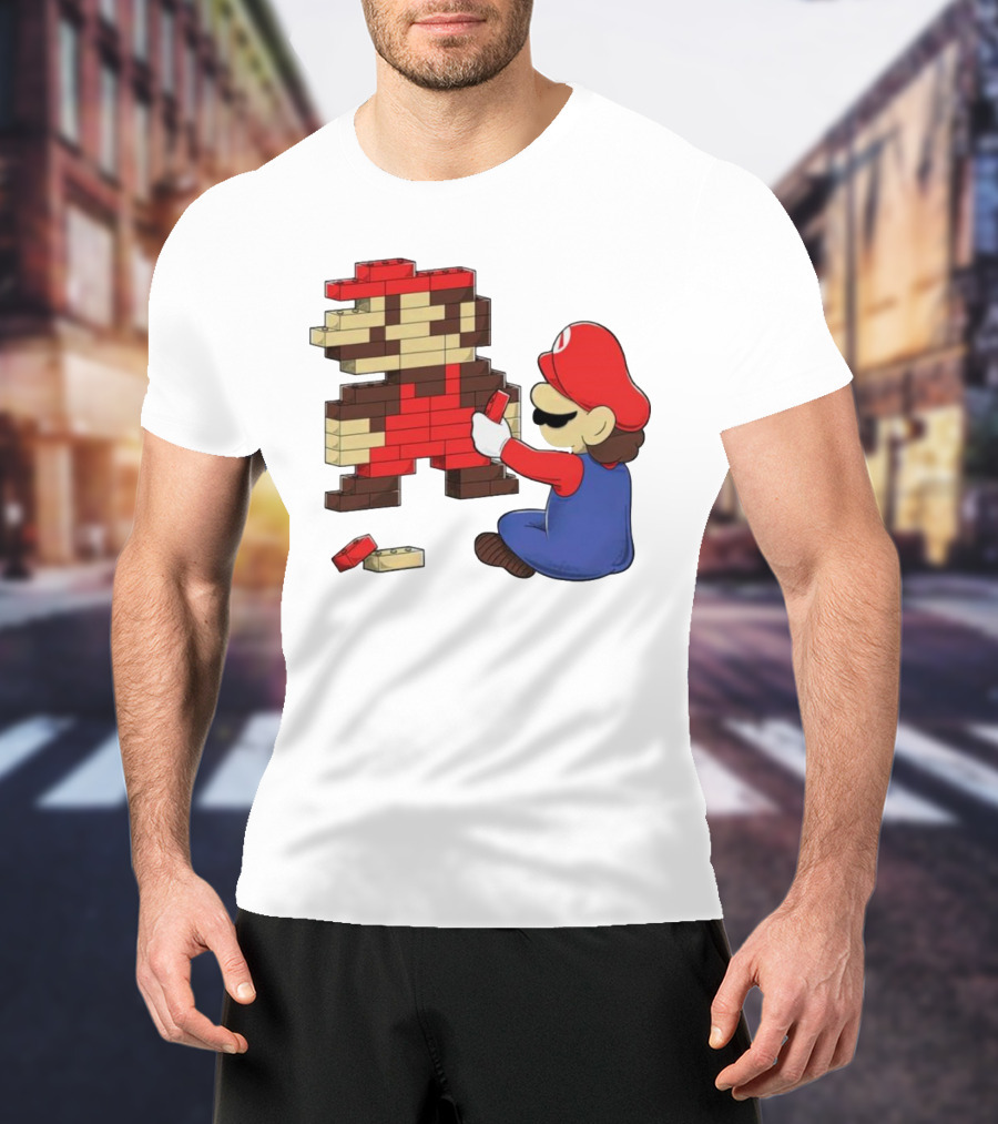 Super Mario Pixel Blocks Retro Builder T-Shirt
