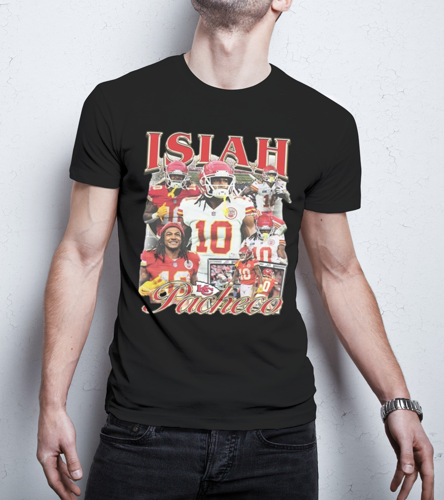 Isiah Pacheco 90s Kansas City Chiefs Football Collage T-Shirt