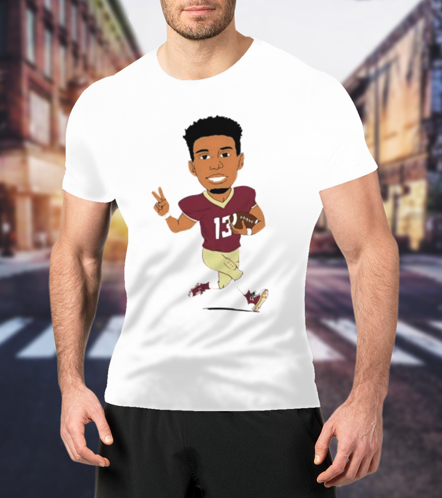 Jordan Travis II Cartoon Football Character Number 13 T-Shirt