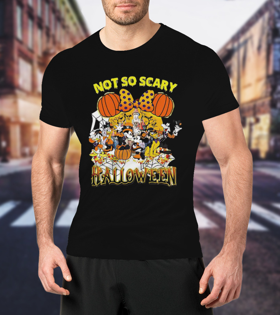 Not So Scary Halloween Disney Characters Pumpkins And Polka Dots T-Shirt