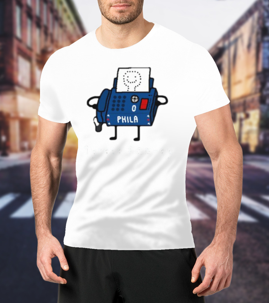 Tyrese Fax-Ey Phila Blue Fax Machine Character T-Shirt