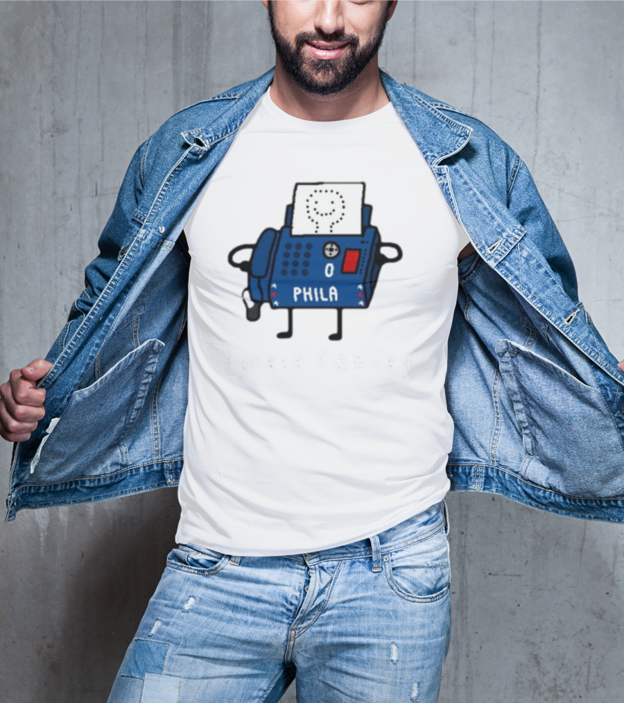 Tyrese Fax-Ey Phila Blue Fax Machine Character T-Shirt