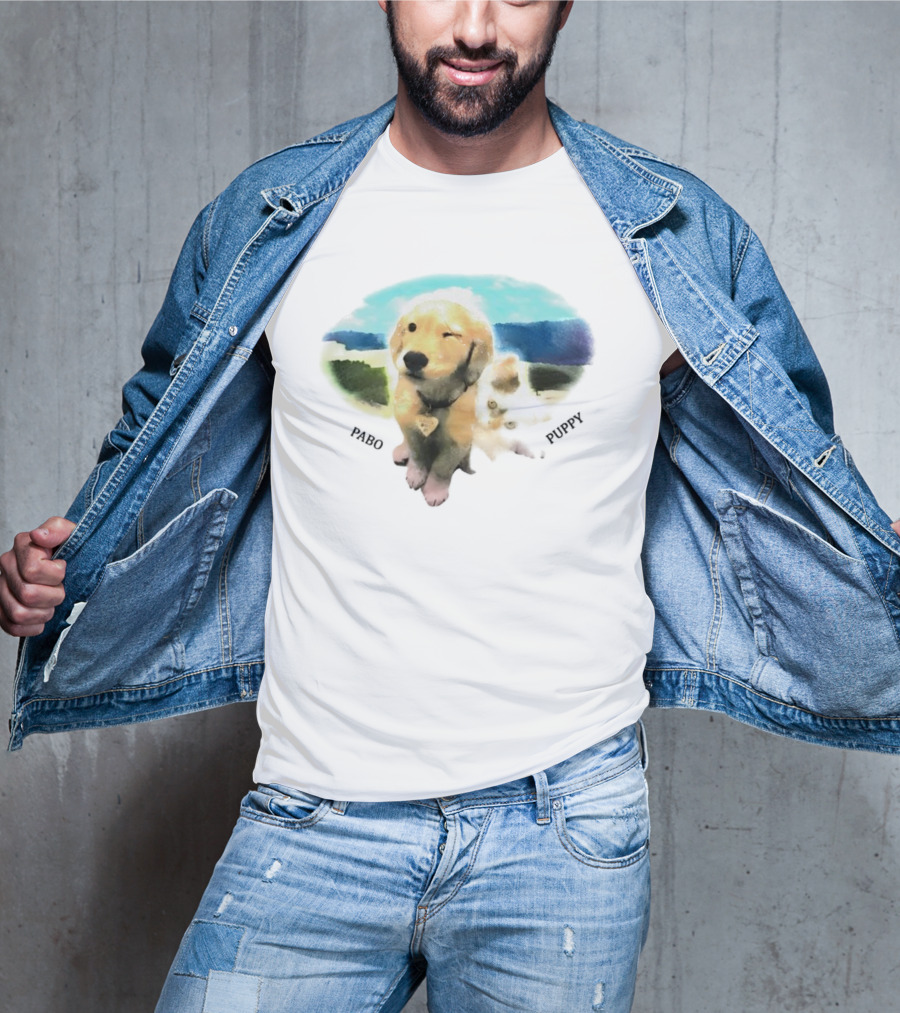 Pabo Puppy And Cat In Scenic Landscape T-Shirt