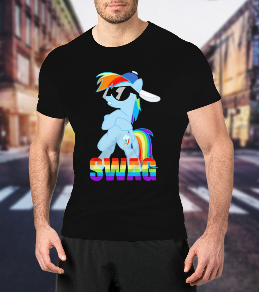 Rainbow Dash Swag With Pony And Cap T-Shirt