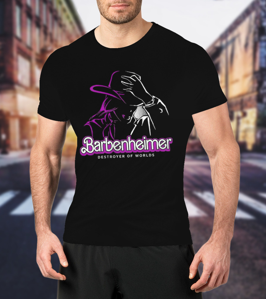 Barbenheimer Destroyer Of Worlds Shadowed Figure With Hat T-Shirt
