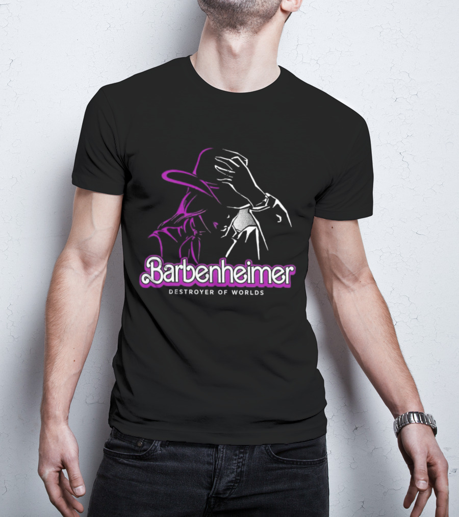 Barbenheimer Destroyer Of Worlds Shadowed Figure With Hat T-Shirt