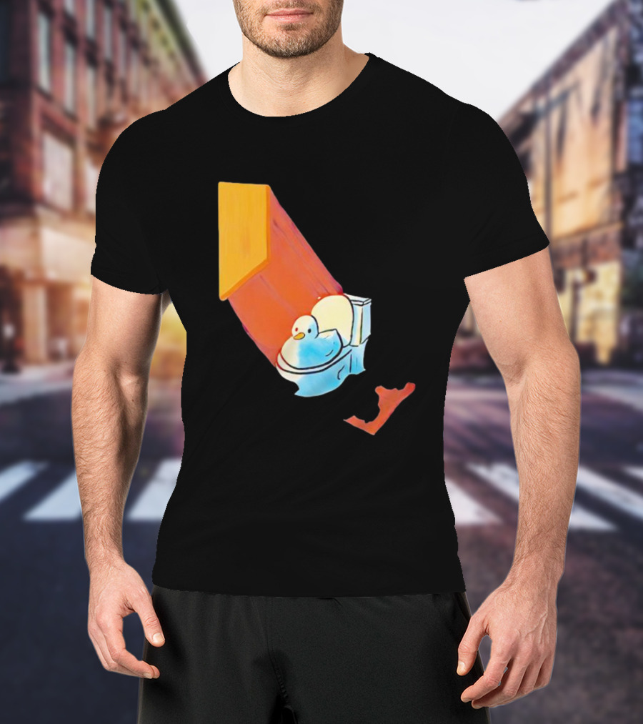 Duck Sitting In Bathroom Corner With Shadow Reflection T-Shirt