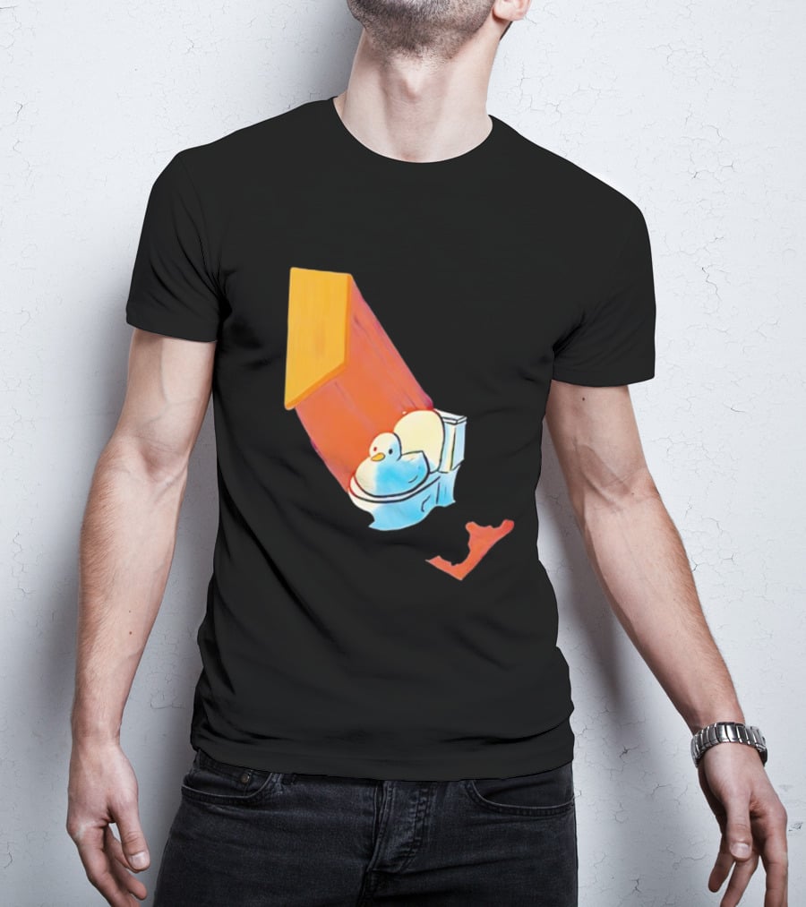 Duck Sitting In Bathroom Corner With Shadow Reflection T-Shirt