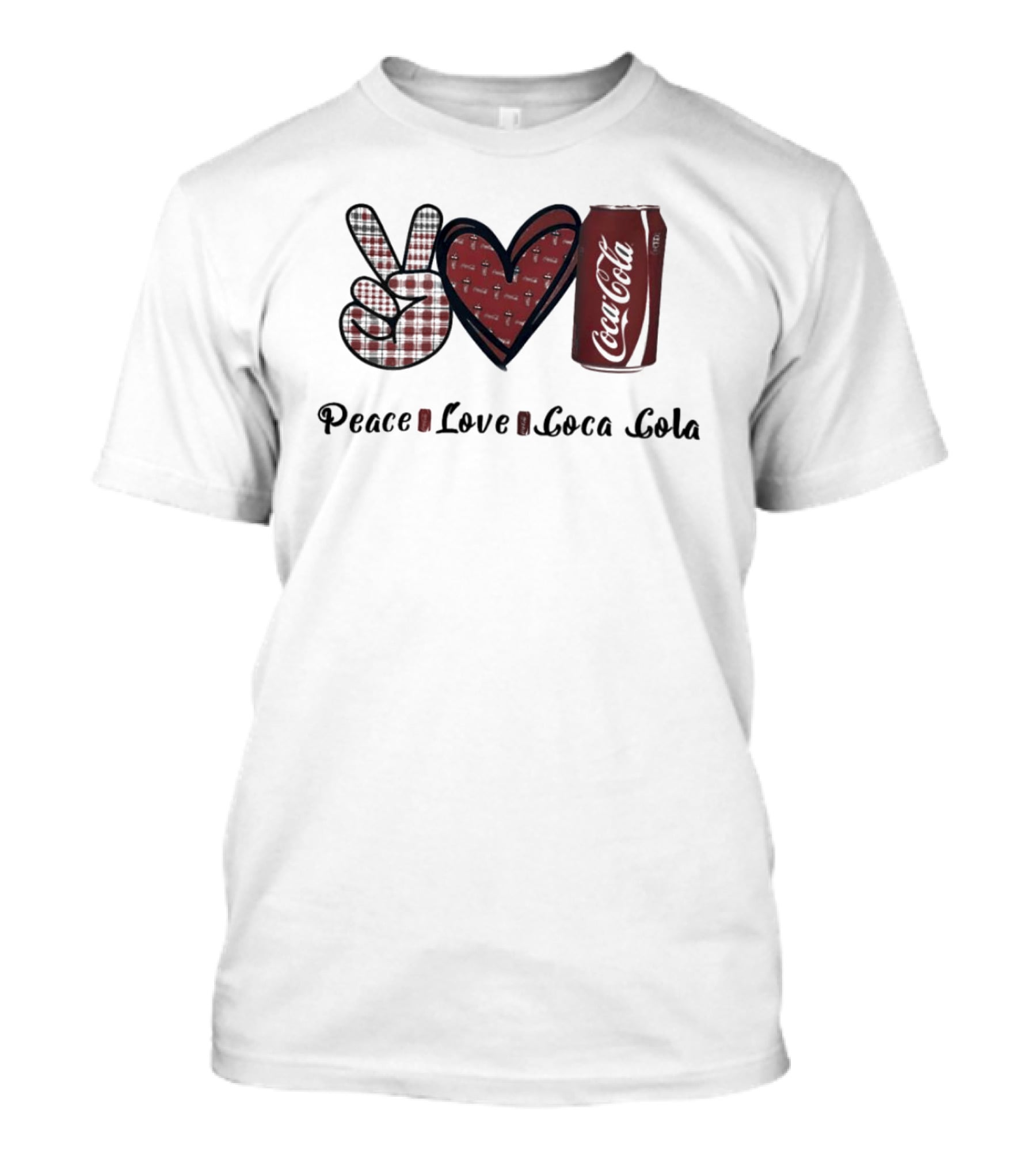 Peace Love Coca Cola Can With Heart And Peace Sign T-Shirt