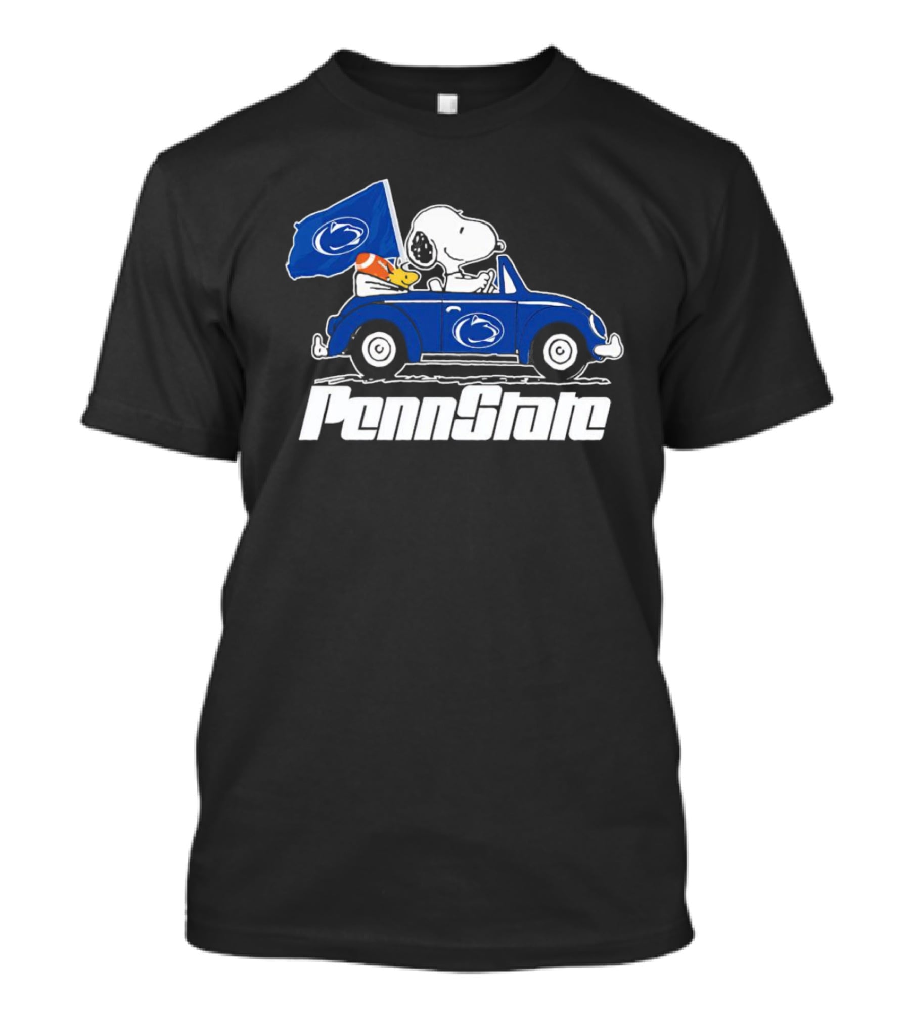 Snoopy And Woodstock Penn State Nittany Lions Driving Car With Flag T-Shirt
