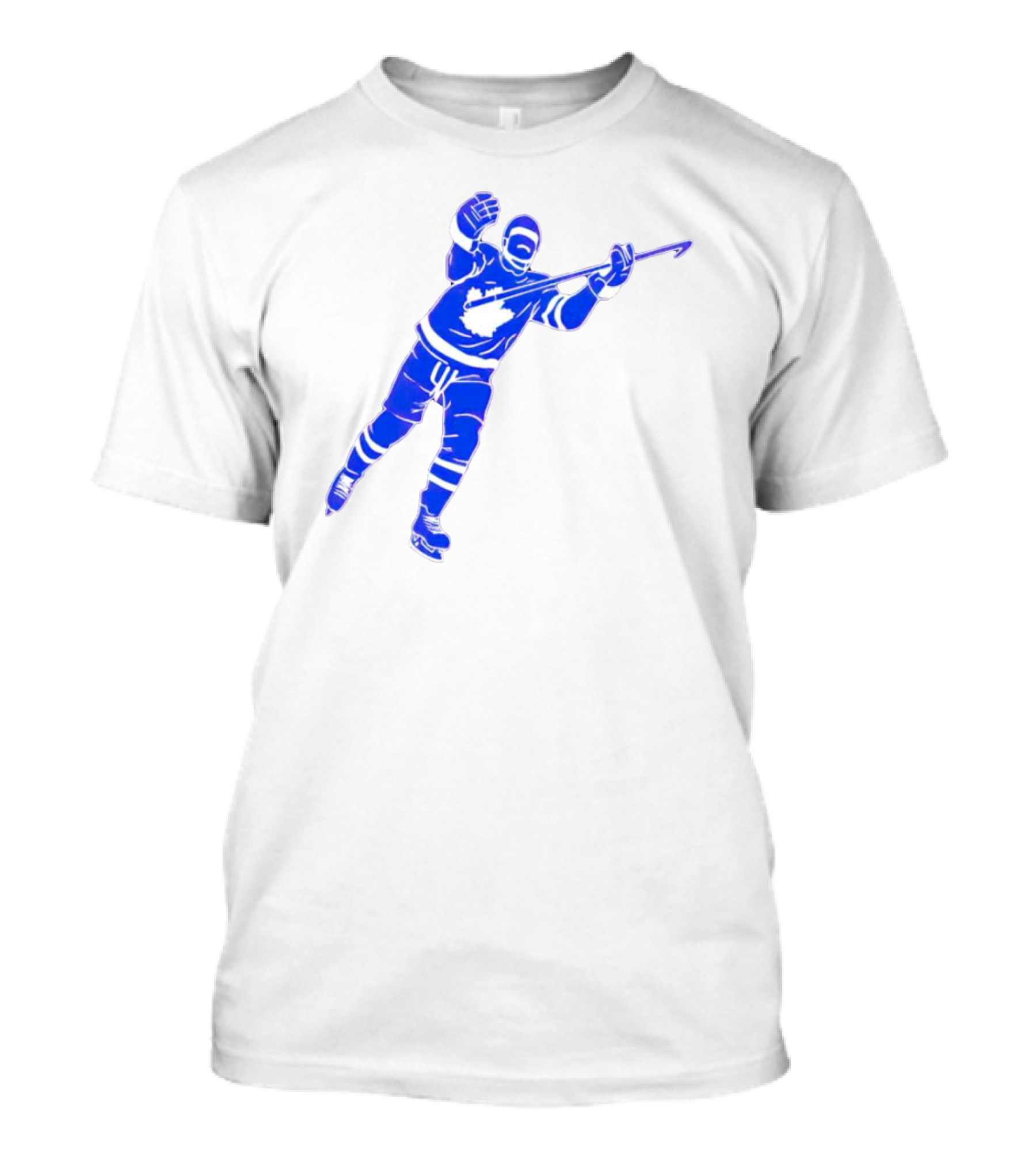 Auston Matthews Celebratory Pose Toronto Maple Leafs Player In Blue And White Hockey Gear T-Shirt