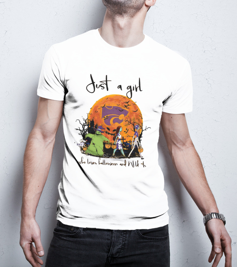 Just A Girl Who Loves Halloween And Kansas State Wildcats The Nightmare Before Christmas T-Shirt