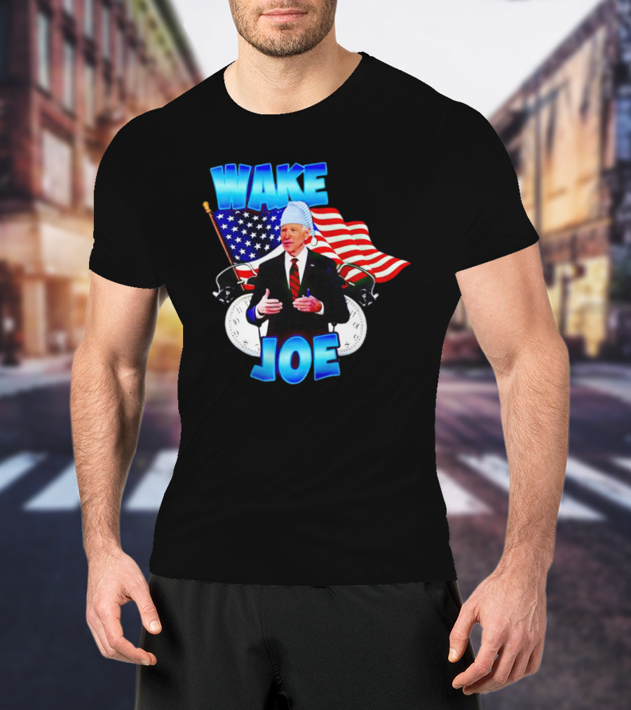 Wake Up Joe American Flag Clock Patriots T-Shirt