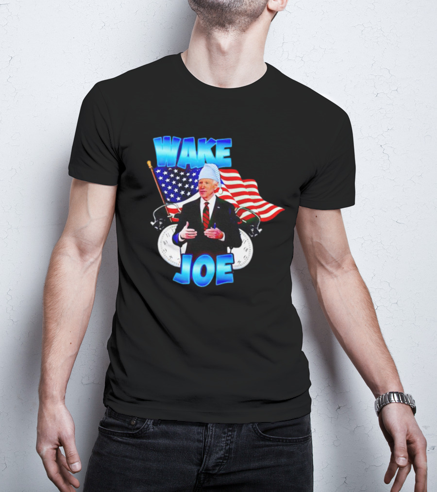 Wake Up Joe American Flag Clock Patriots T-Shirt