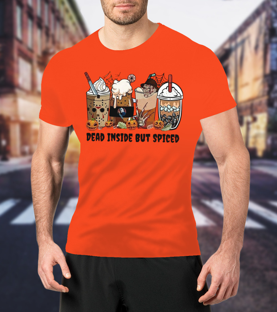 Dead Inside But Spiced Halloween Spooky Pumpkin Latte T-Shirt