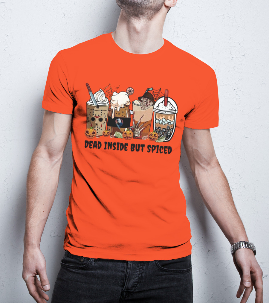 Dead Inside But Spiced Halloween Spooky Pumpkin Latte T-Shirt
