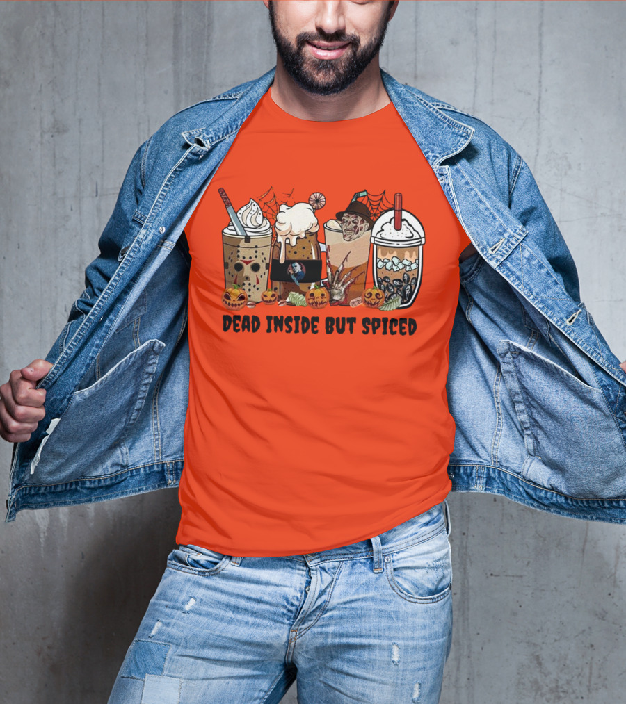 Dead Inside But Spiced Halloween Spooky Pumpkin Latte T-Shirt