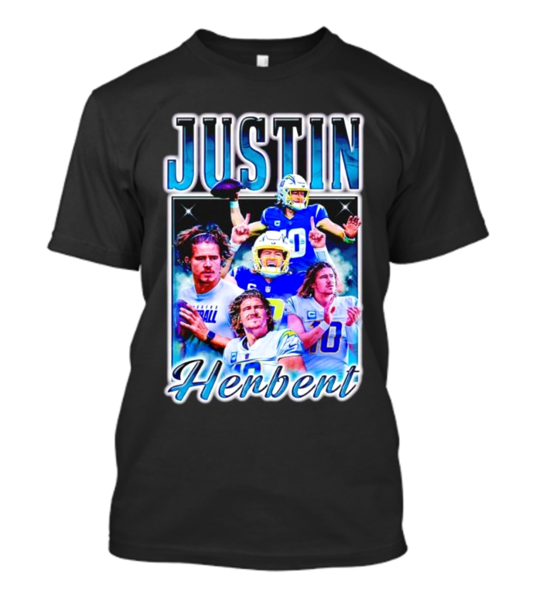 JUSTIN HERBERT VINTAGE STYLE 90S SPORTS 10 HELMET FOOTBALL T-Shirt