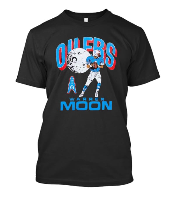 Oilers Warren Moon Football Player With Oil Derrick And Moon Balloon T-Shirt