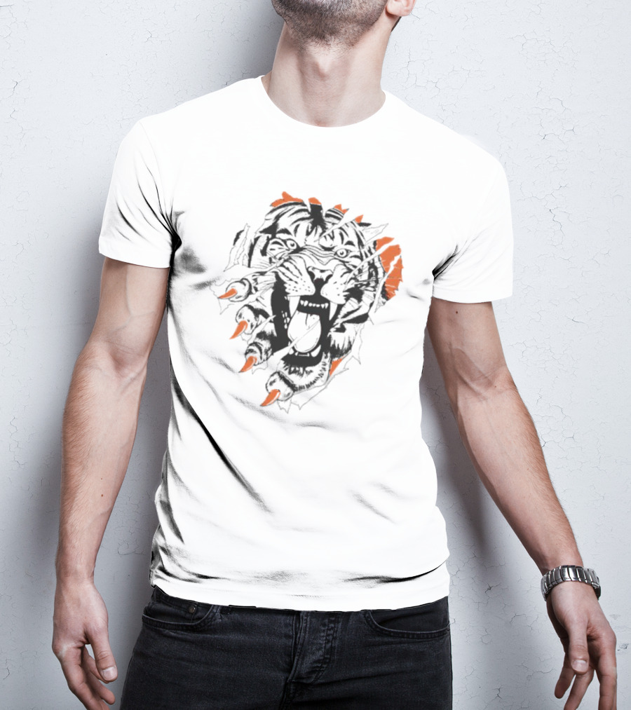Sports Cin Roar Bengal Lion Head Roaring T-Shirt