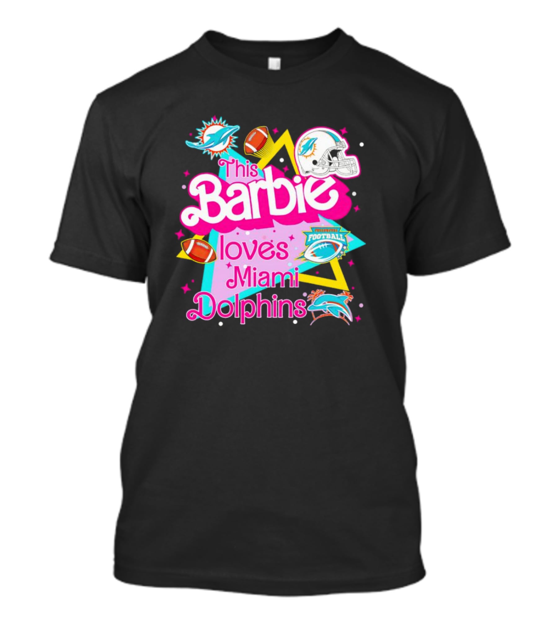 This Barbie Loves Miami Dolphins Football With Helmets And Footballs T-Shirt