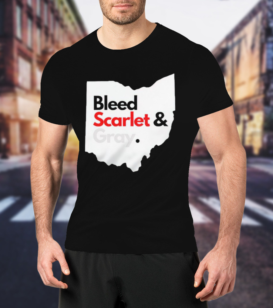 Ohio State Buckeyes Bleed Scarlet And Gray Map T-Shirt