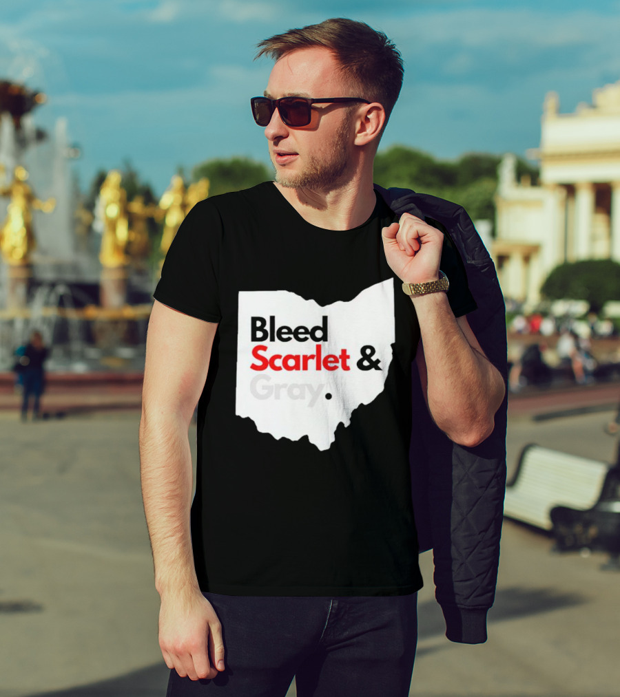 Ohio State Buckeyes Bleed Scarlet And Gray Map T-Shirt
