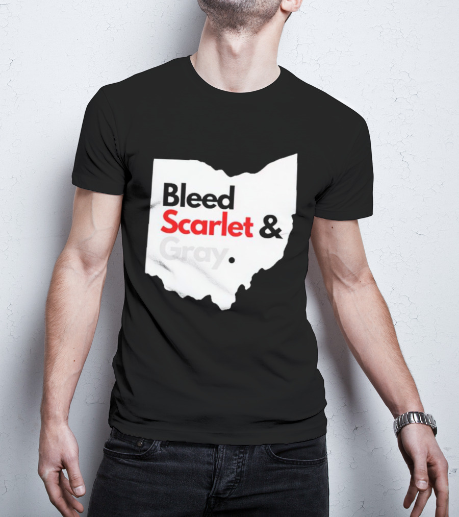 Ohio State Buckeyes Bleed Scarlet And Gray Map T-Shirt