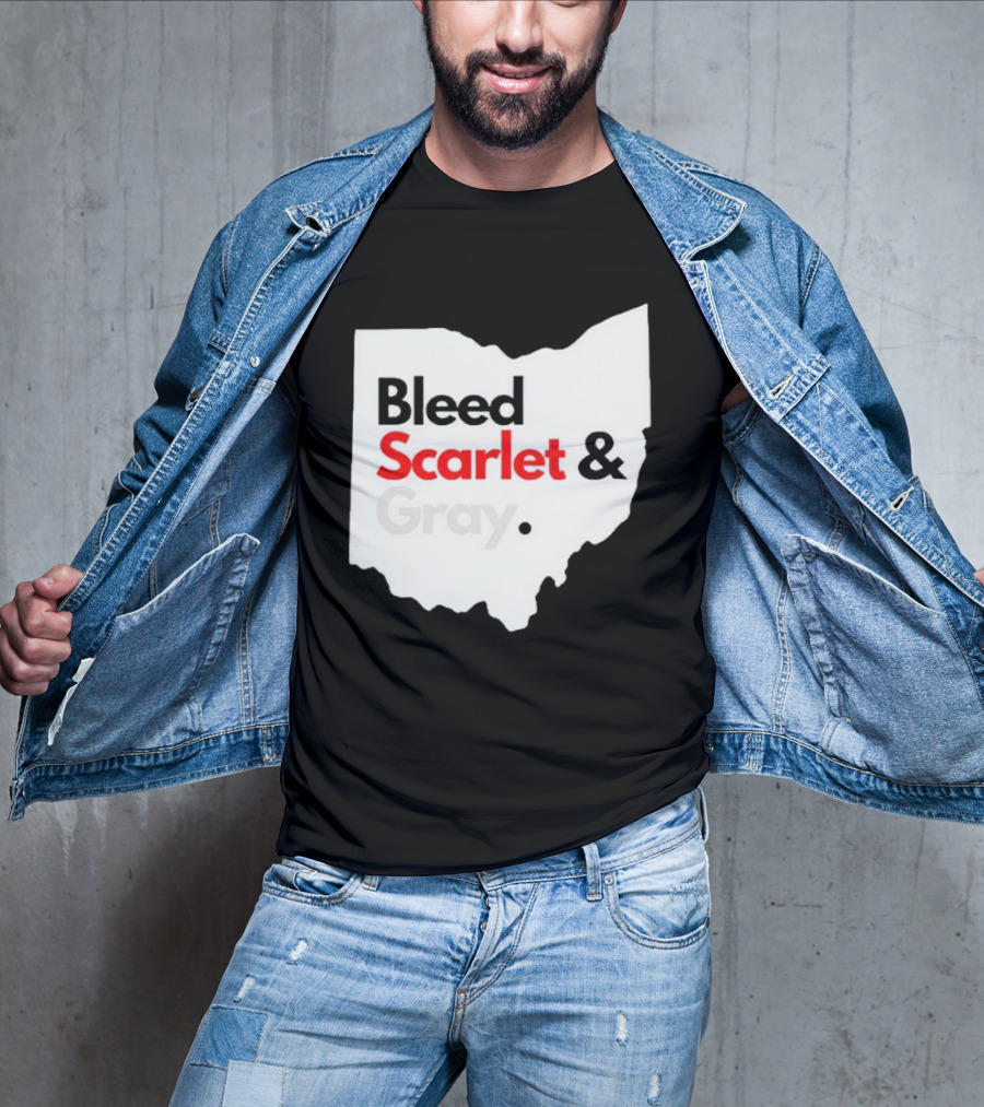 Ohio State Buckeyes Bleed Scarlet And Gray Map T-Shirt