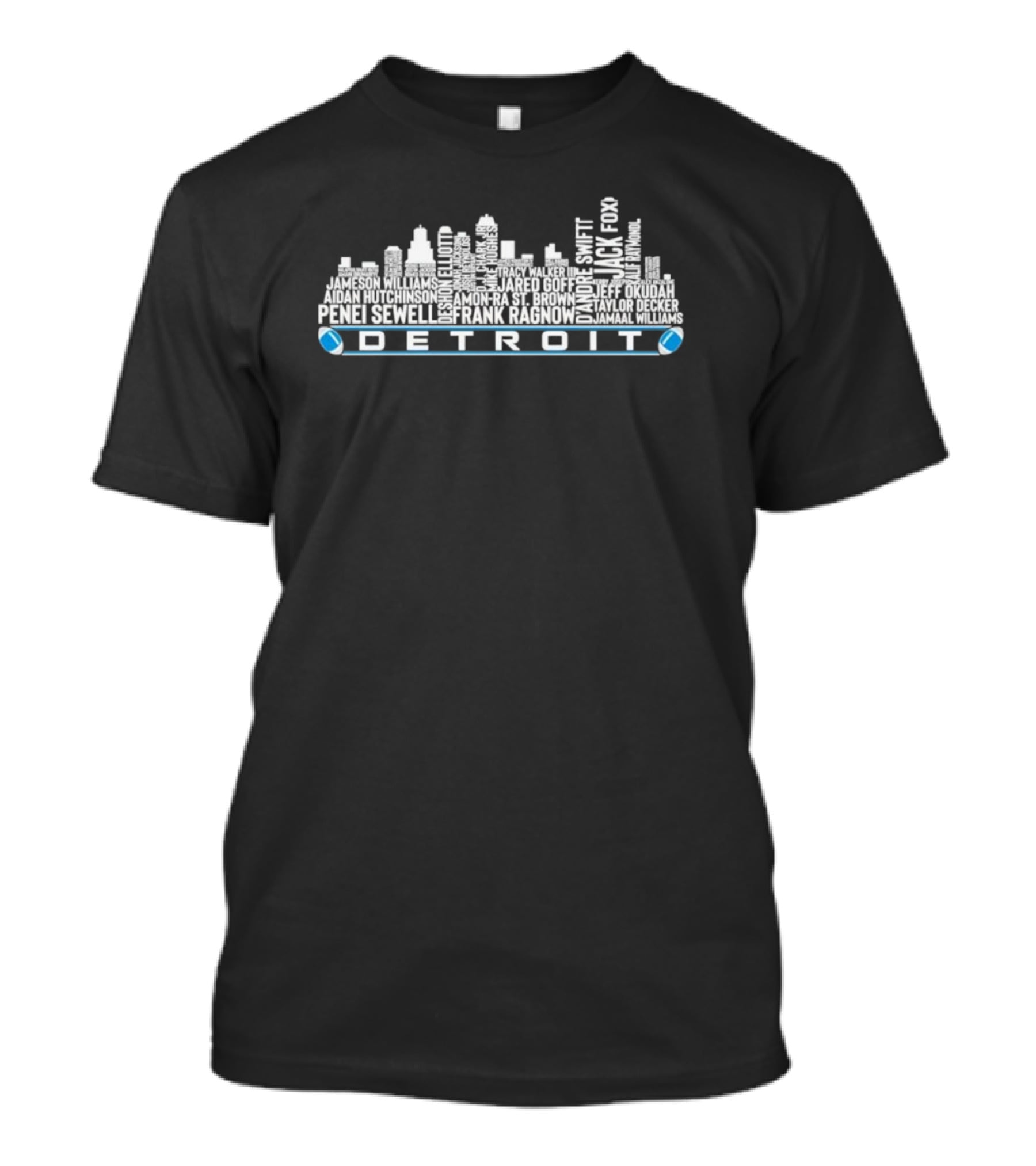 Detroit Skyline City Sport Football Players Names T-Shirt