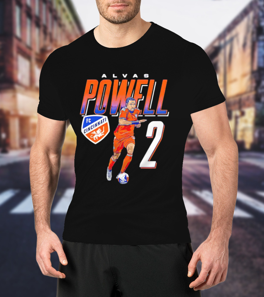 ALVAS POWELL FC Cincinnati Run Soccer Number 2 T-Shirt