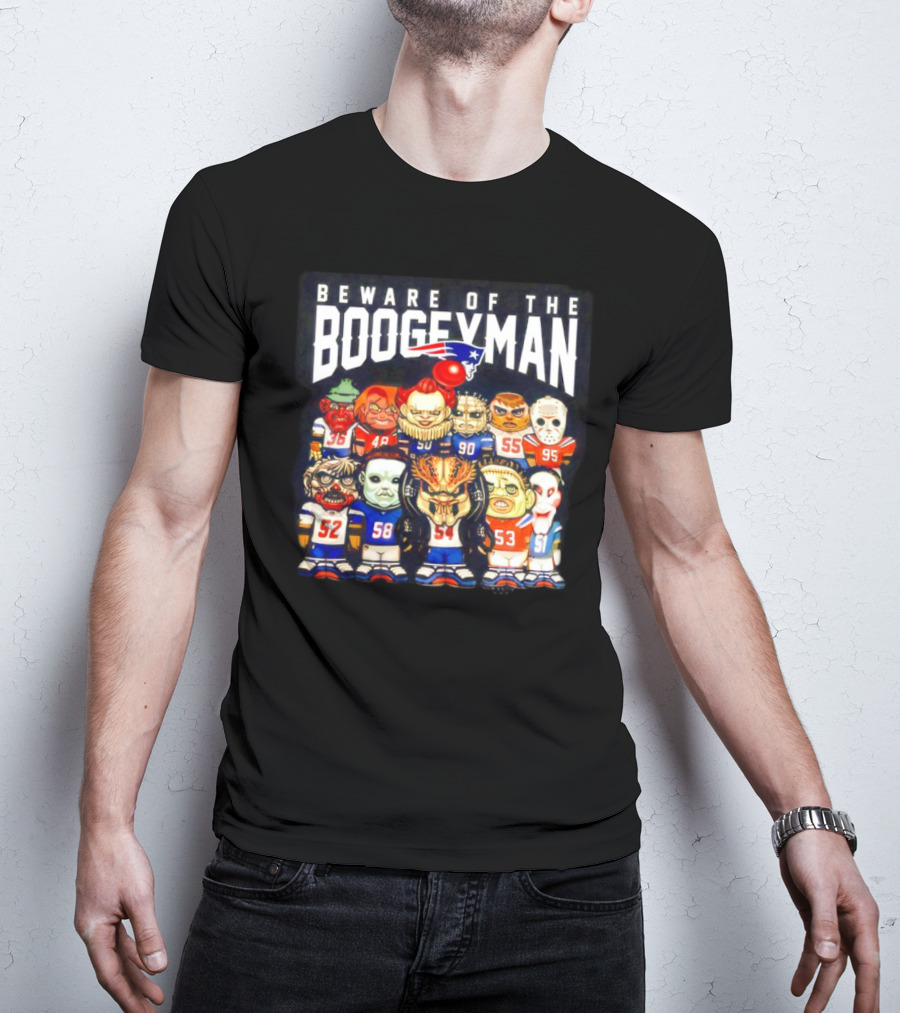 Beware Of The Boogeyman Halloween Patriots Horror Characters Football Players T-Shirt