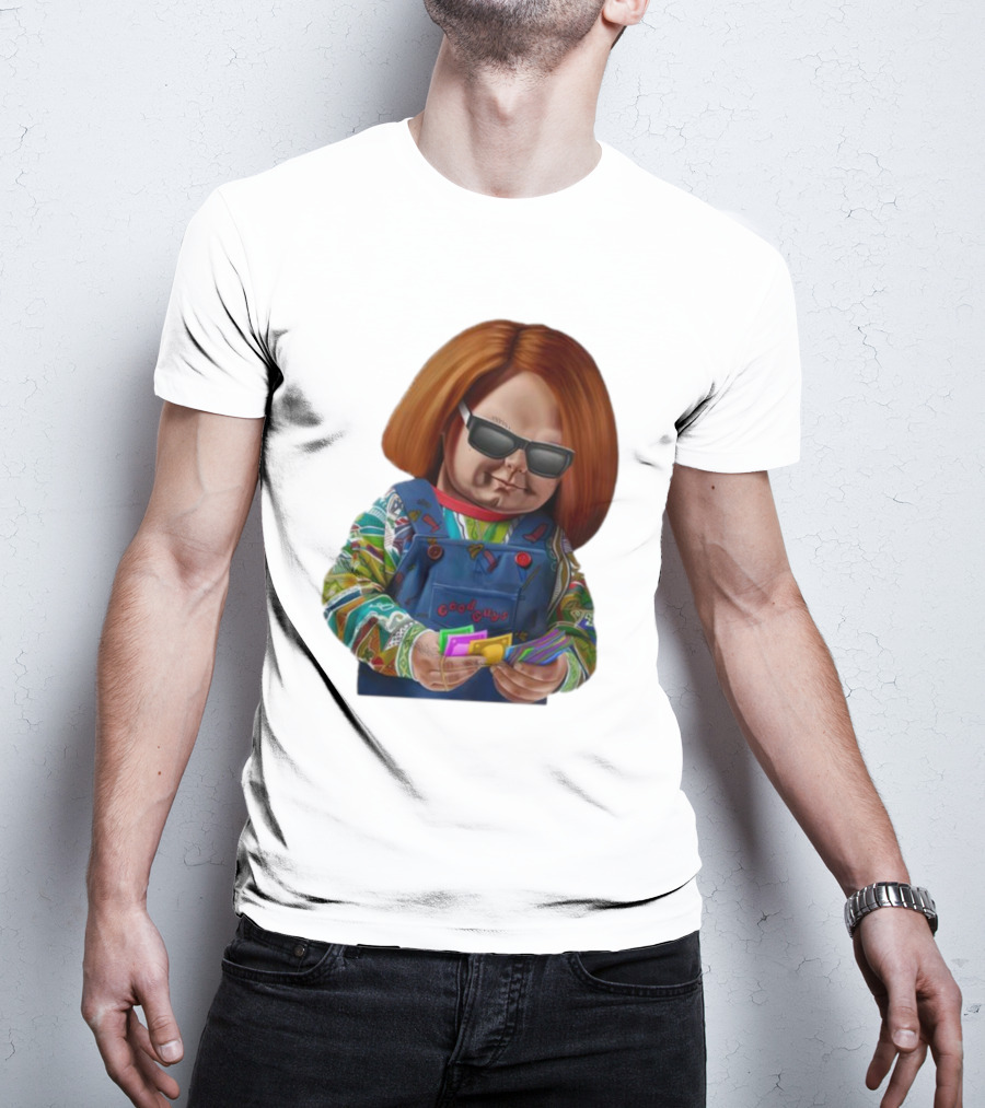 Chucky Good Guys Child’s Play Halloween Icon With Sunglasses And Cards T-Shirt