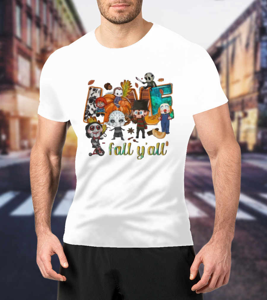 Love Fall Y’all Horror Characters Halloween T-Shirt