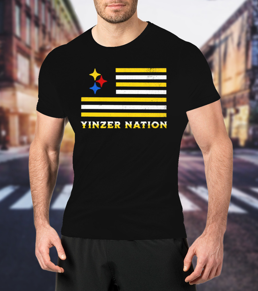 Yinzer Nation Steelers Flag T-Shirt