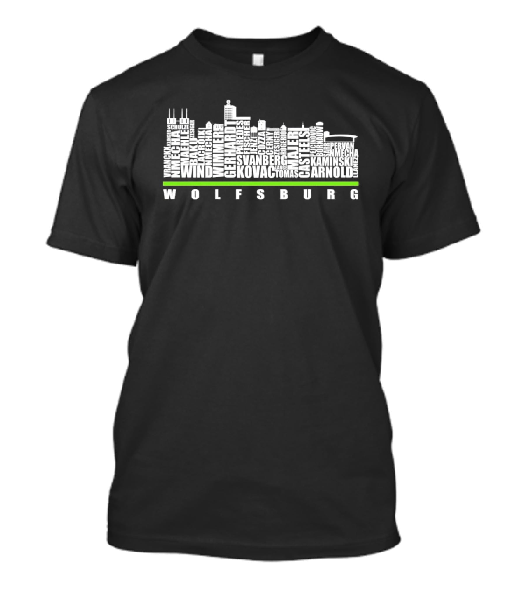 Wolfsburg Skyline With VfL Wolfsburg Players Names T-Shirt