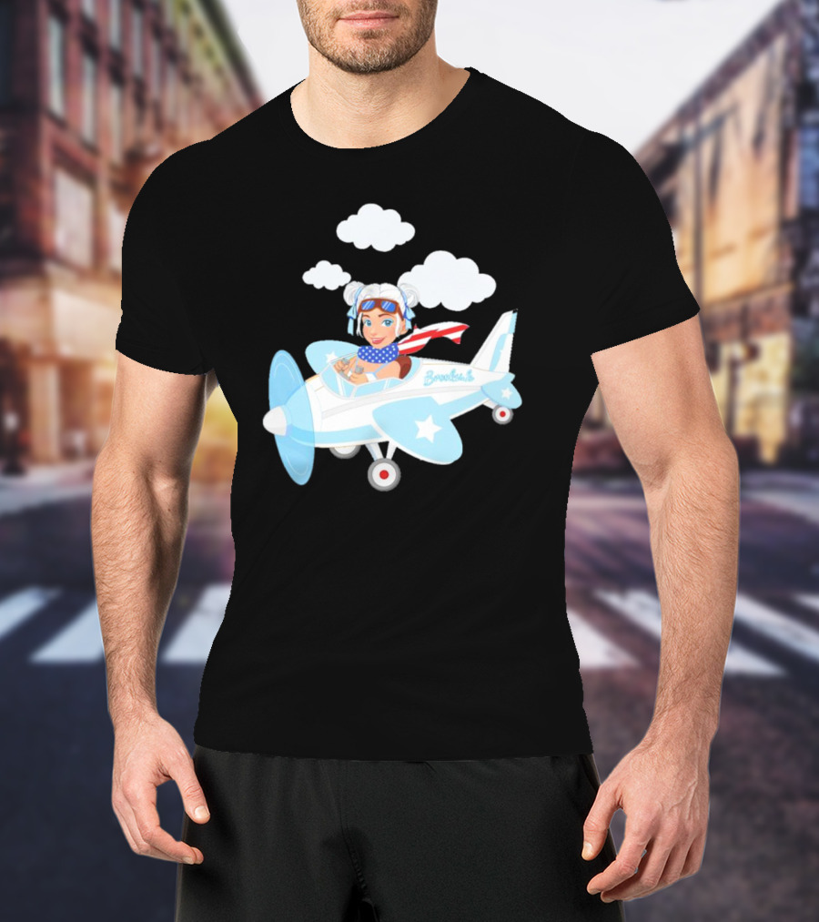 Flying In The USA Xia Brookside Pilot Airplane Cartoon Clouds T-Shirt