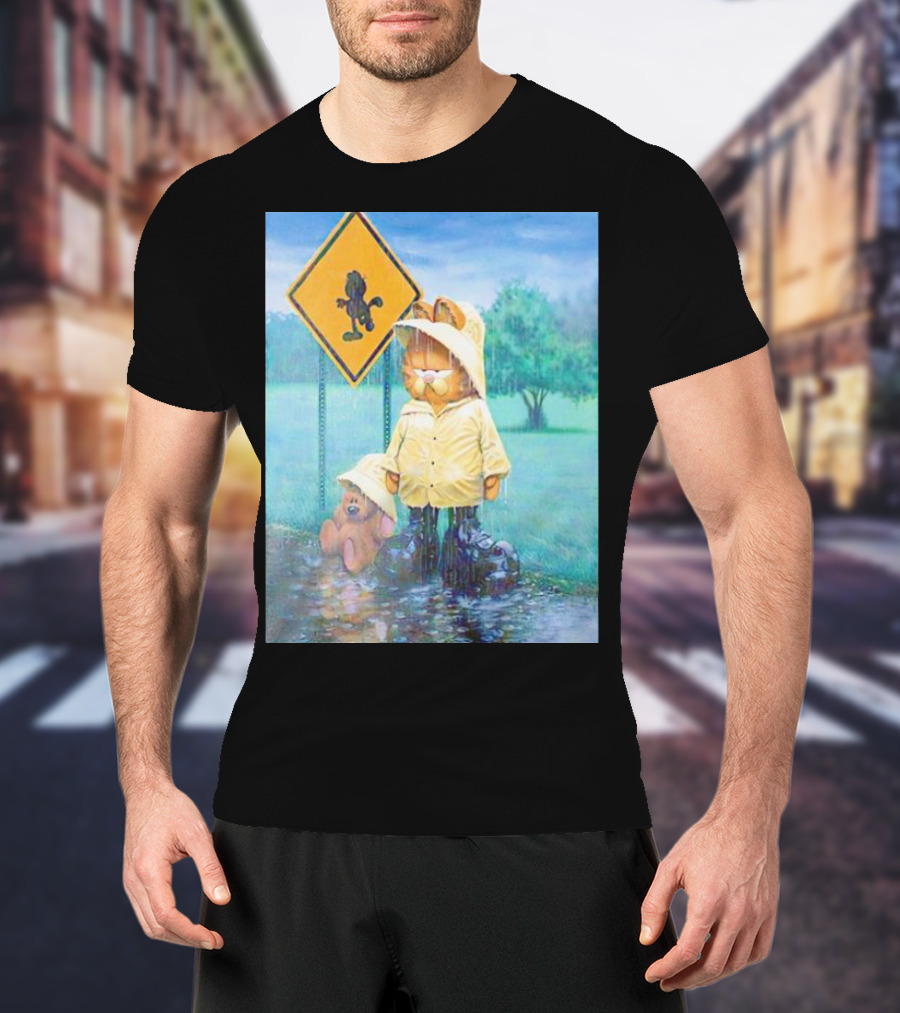 Garfield Rainy Day Yellow Jacket Relaxation T-Shirt