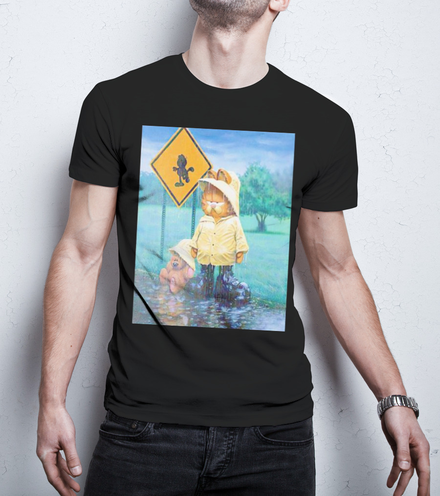 Garfield Rainy Day Yellow Jacket Relaxation T-Shirt
