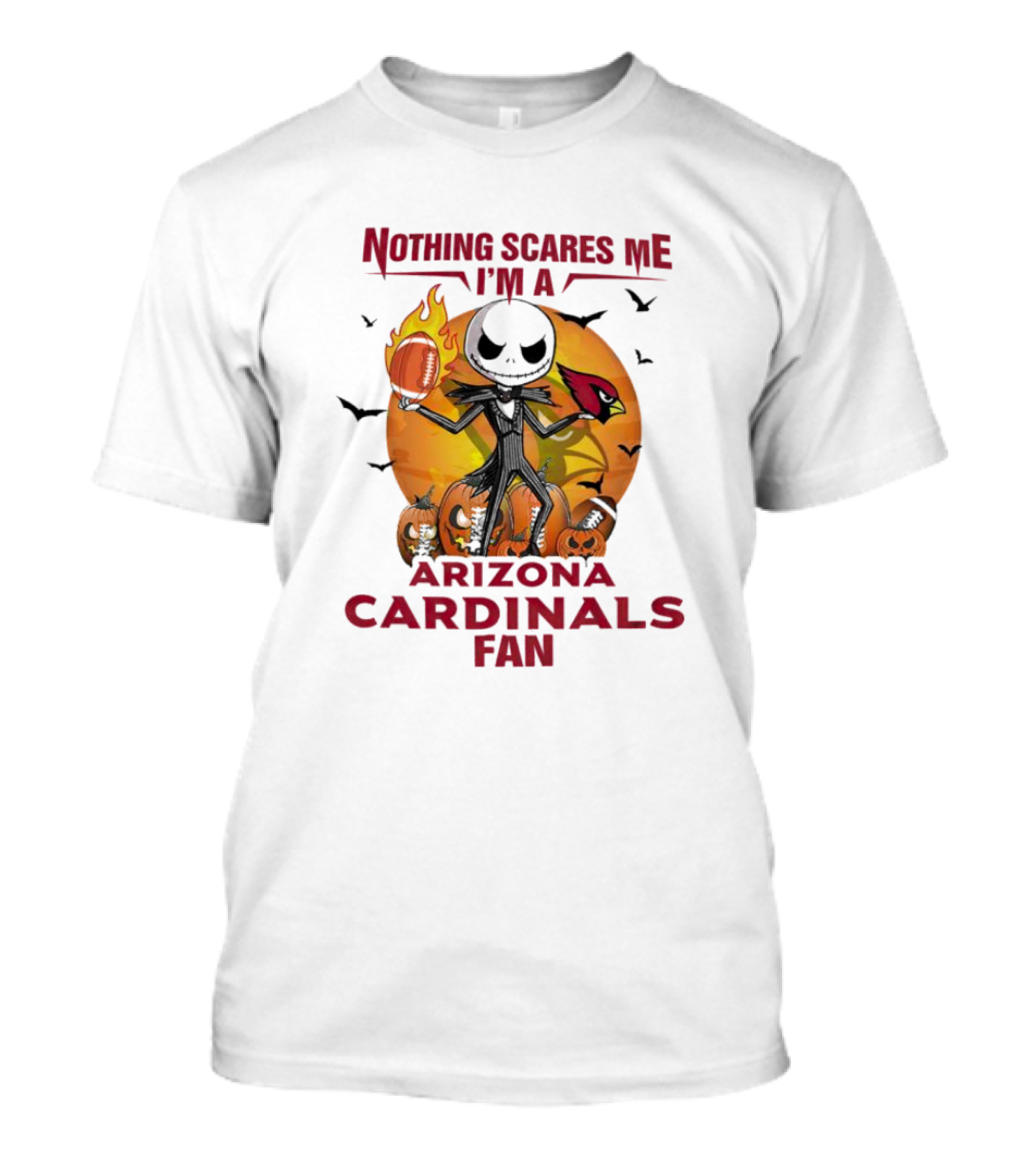Nothing Scares Me I'm A Arizona Cardinals Fan Jack Skellington Halloween T-Shirt