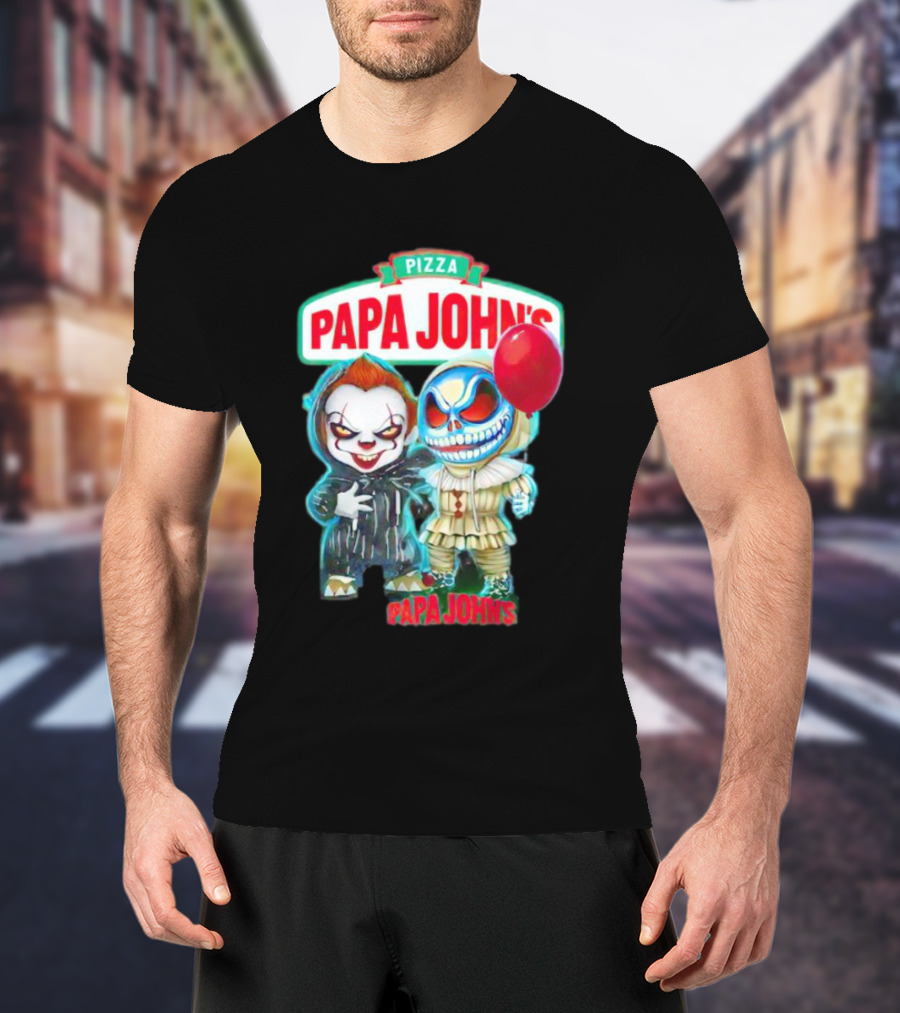 Papa John’s Pennywise Jack Skellington Halloween Pizza Balloon T-Shirt