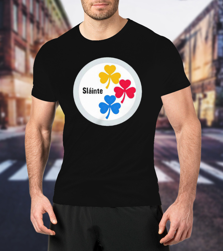 Sláinte Steelers Irish Shamrock Symbols T-Shirt