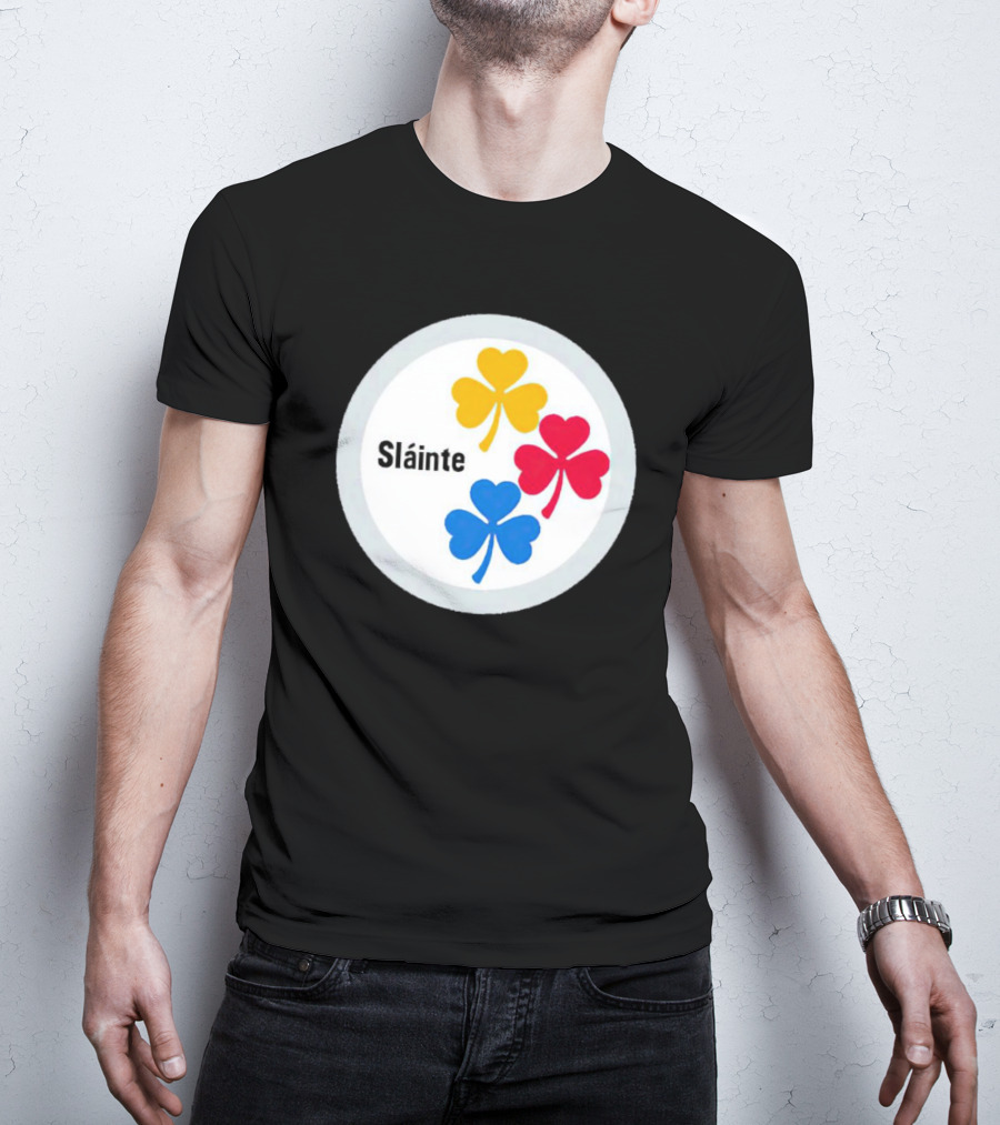 Sláinte Steelers Irish Shamrock Symbols T-Shirt