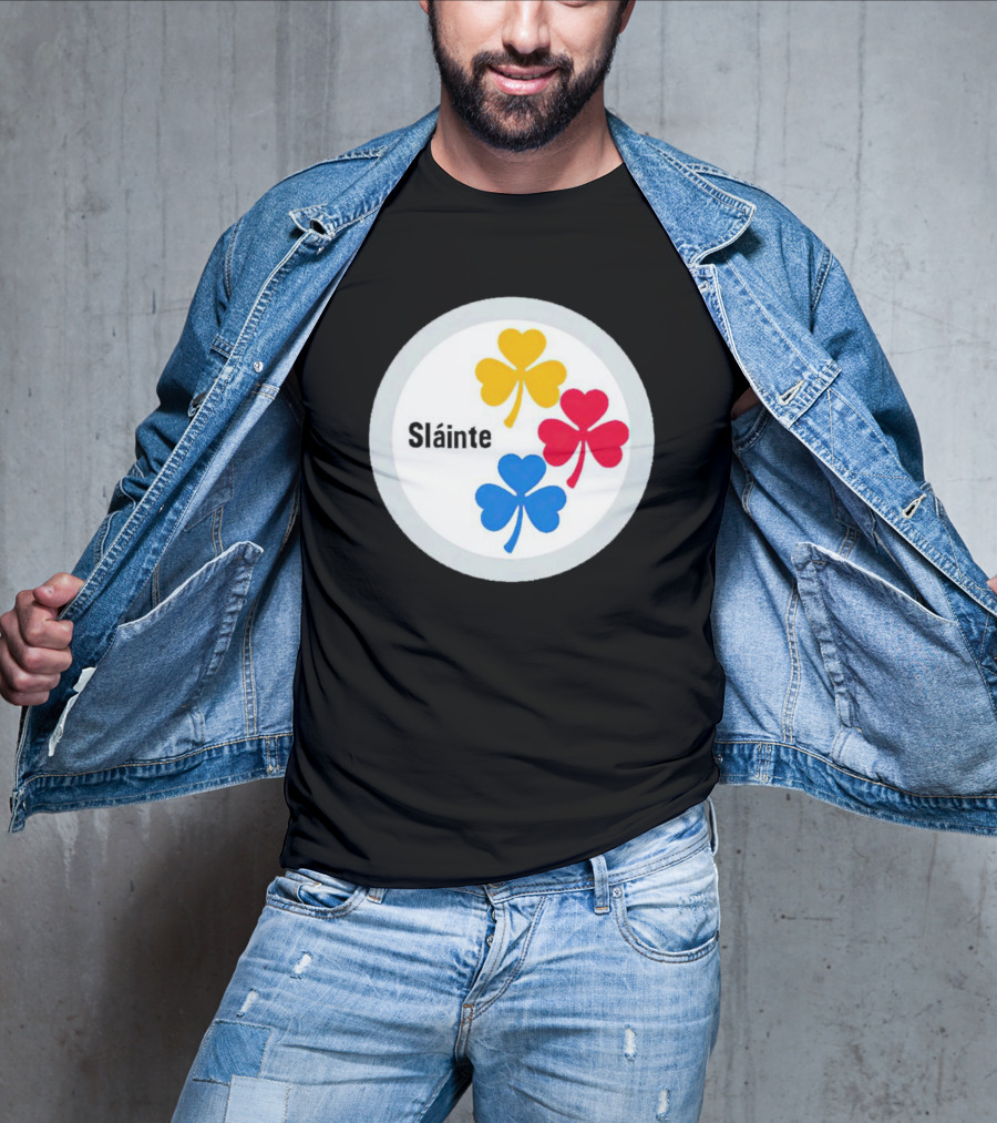 Sláinte Steelers Irish Shamrock Symbols T-Shirt
