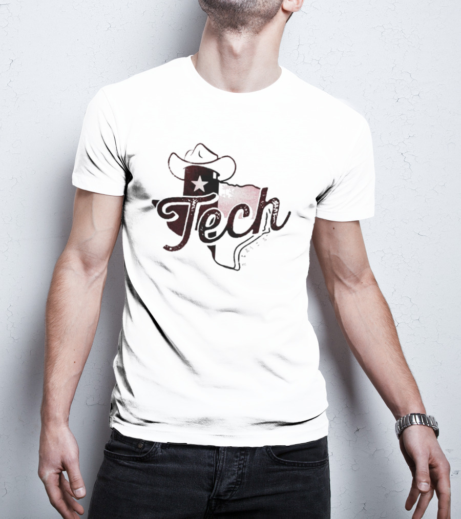 Texas Tech Stetson State Map With Star And Hat T-Shirt