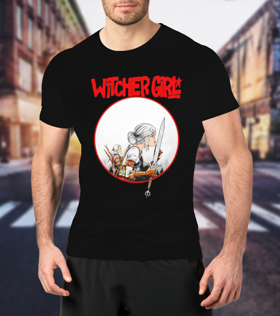 Witcher Girl Sword Arts Iconic Fantasy Character Scene T-Shirt