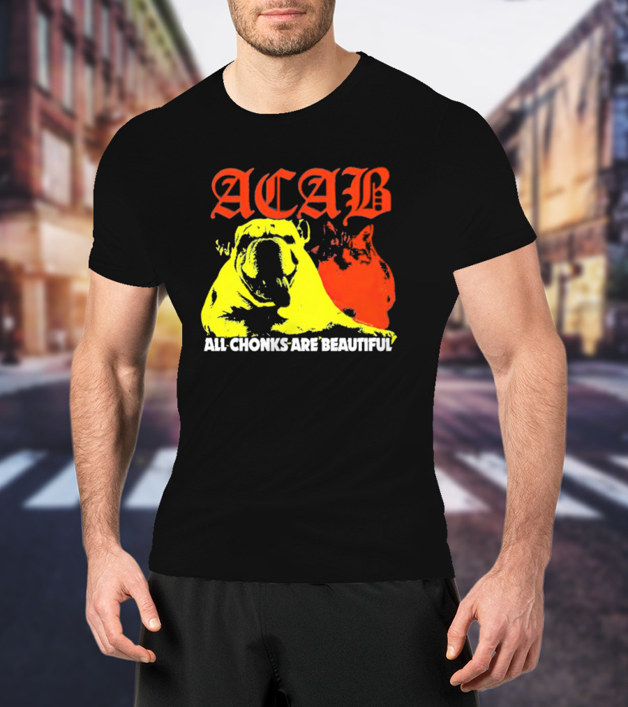 ACAB Bulldog All Chonks Are Beautiful Yellow Red T-Shirt