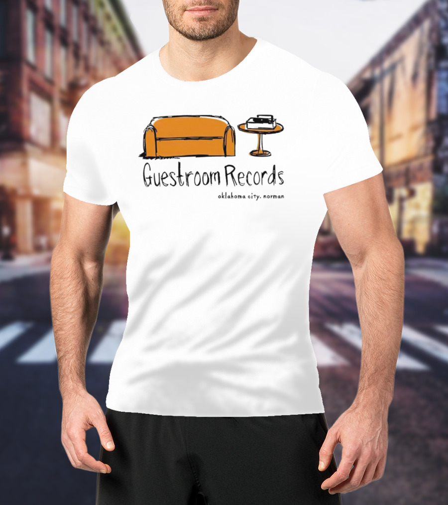 Guestroom Records Oklahoma City Norman Couch And Turntable T-Shirt