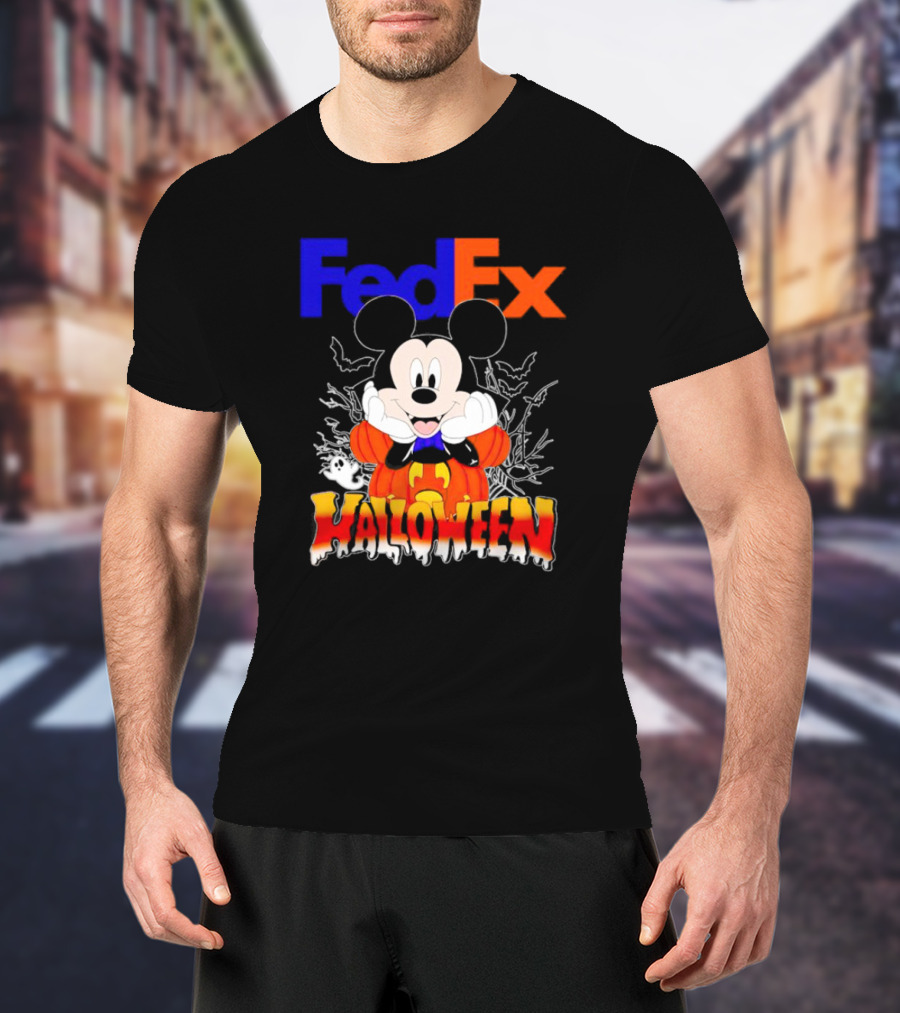 FedEx Mickey Mouse Halloween Pumpkin T-Shirt