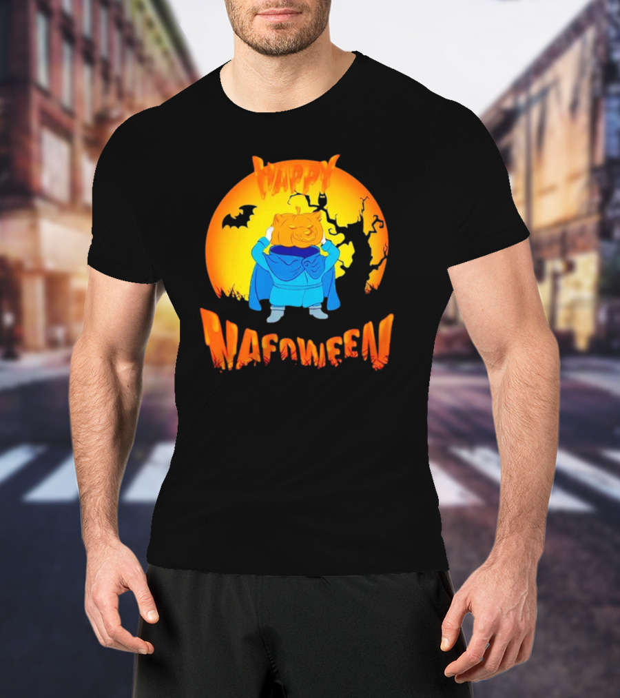 Happy NAFOween Pumpkin Rider With Spooky Moon And Bat T-Shirt